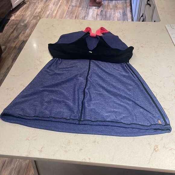 LUCY halter athletic tank top SZ XXL shimmer blue with neon pink straps SZ XL - Picture 8 of 15